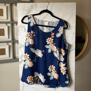 Chico’s Boutique Reversible Tank Top - Floral and Stripe size 1 (Women Large)